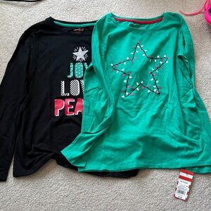 NWT Cat & Jack Black and Green Long Sleeve Tees